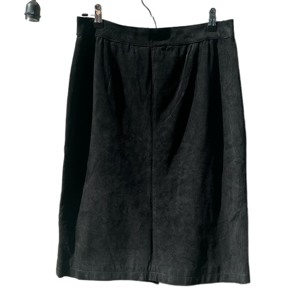 Vintage Leather Skirt Black High Waist Leather 10 Pencil Skirt